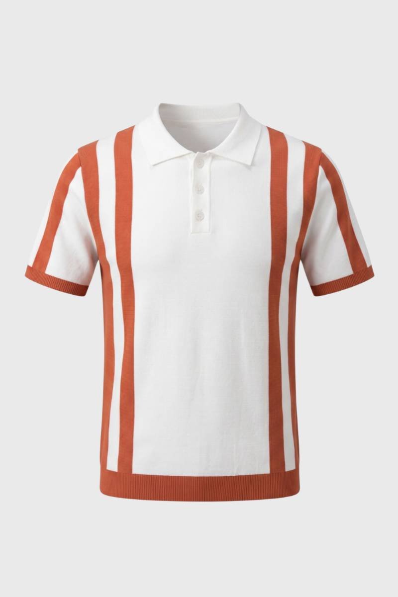 Men's Casual Cotton Striped Short Sleeve Polo Shirt