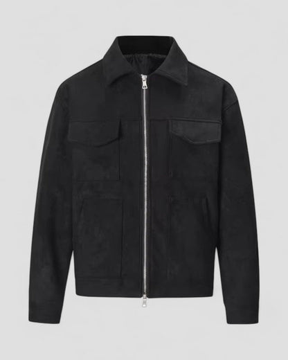 Men's Leather Zipper Jacket with Pocket Details - OutfitLondon