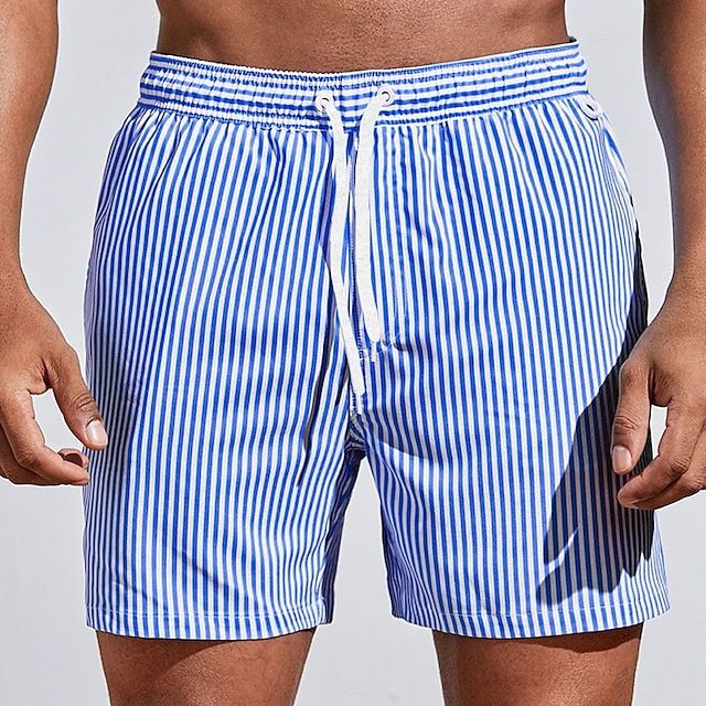 Men's Classic Striped Quick-Dry Swim Shorts