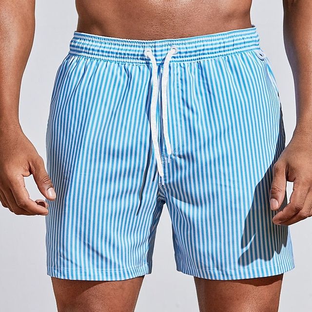 Men's Classic Striped Quick-Dry Swim Shorts