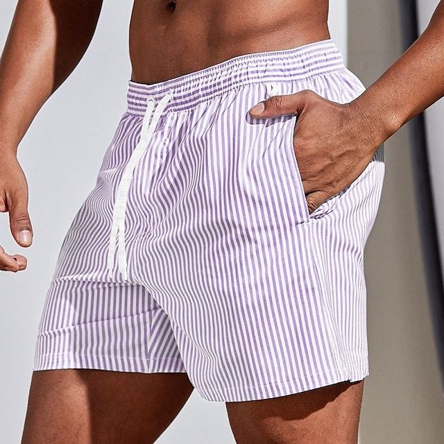Men's Classic Striped Quick-Dry Swim Shorts