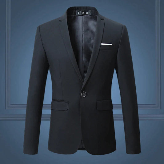 Simple Single Button Blazer Jacket - OutfitLondon