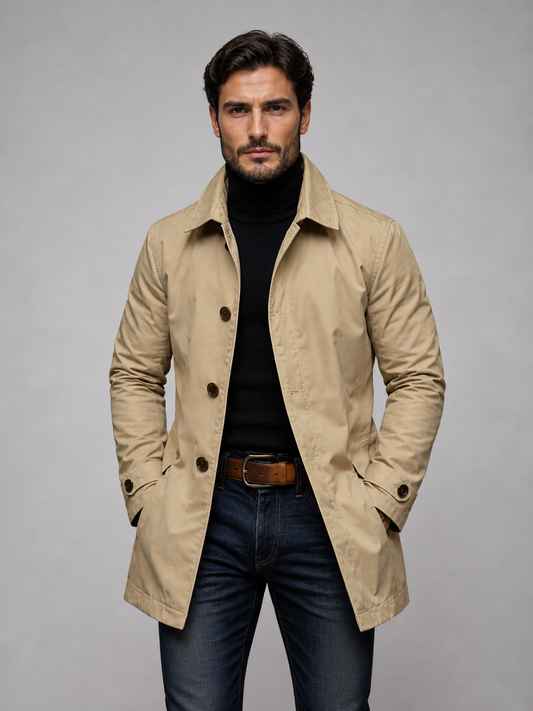 Men's Classic Wool Blend Tailored Coat Jacket