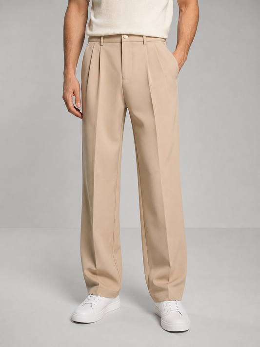 Men's Tailored Straight Leg Wool Trousers