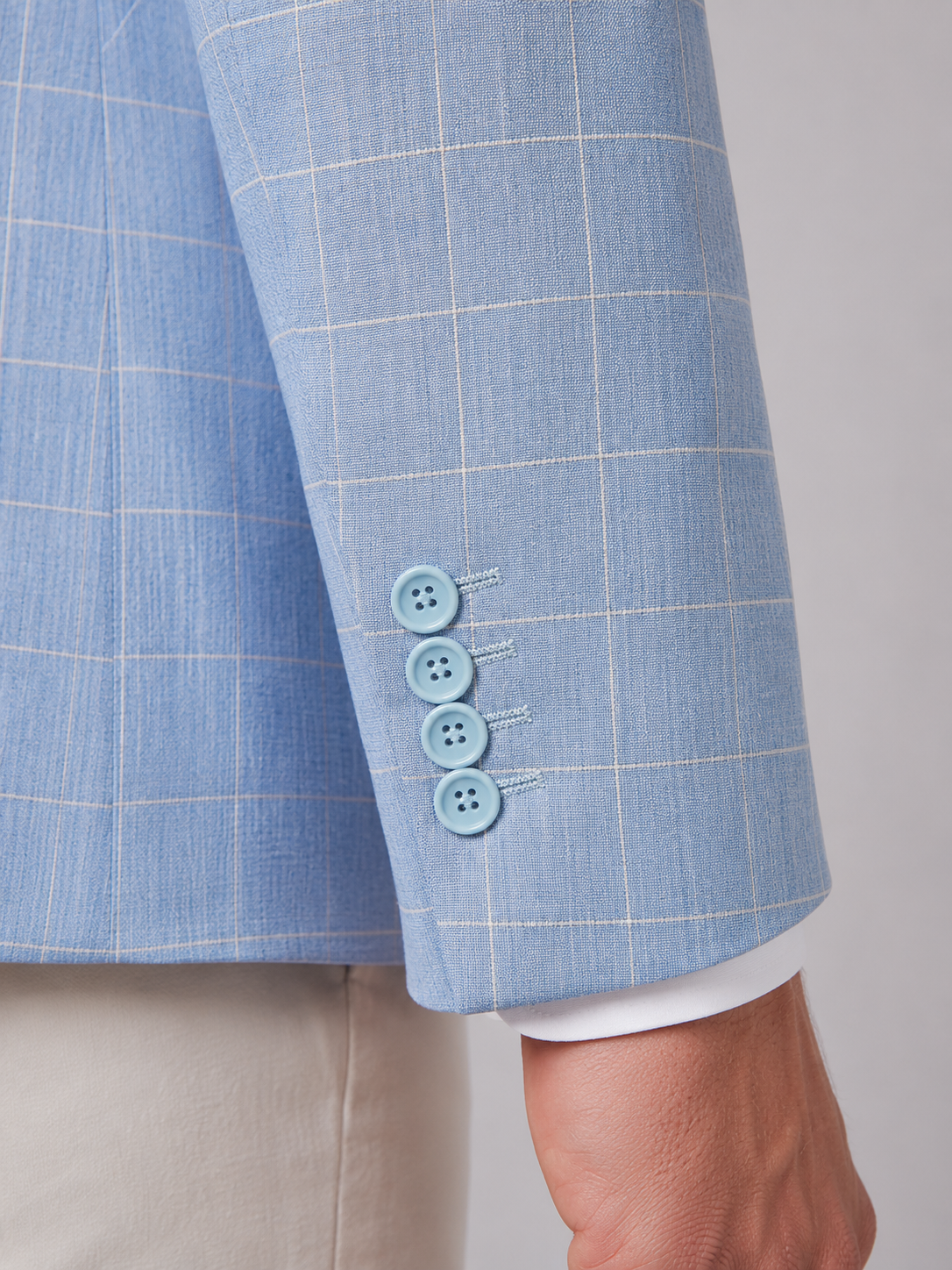 Men's Tailored Windowpane Wool Blazer Jacket