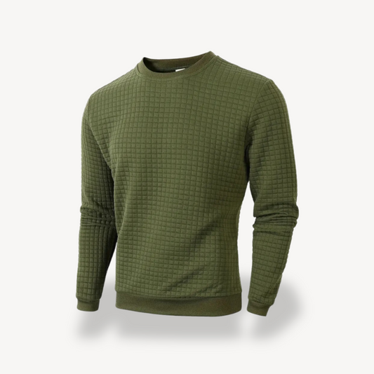 Warm Grid Pattern Crew Neck Sweater - OutfitLondon