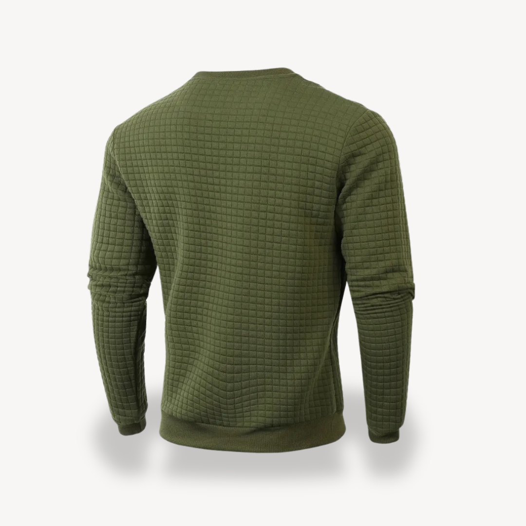 Warm Grid Pattern Crew Neck Sweater