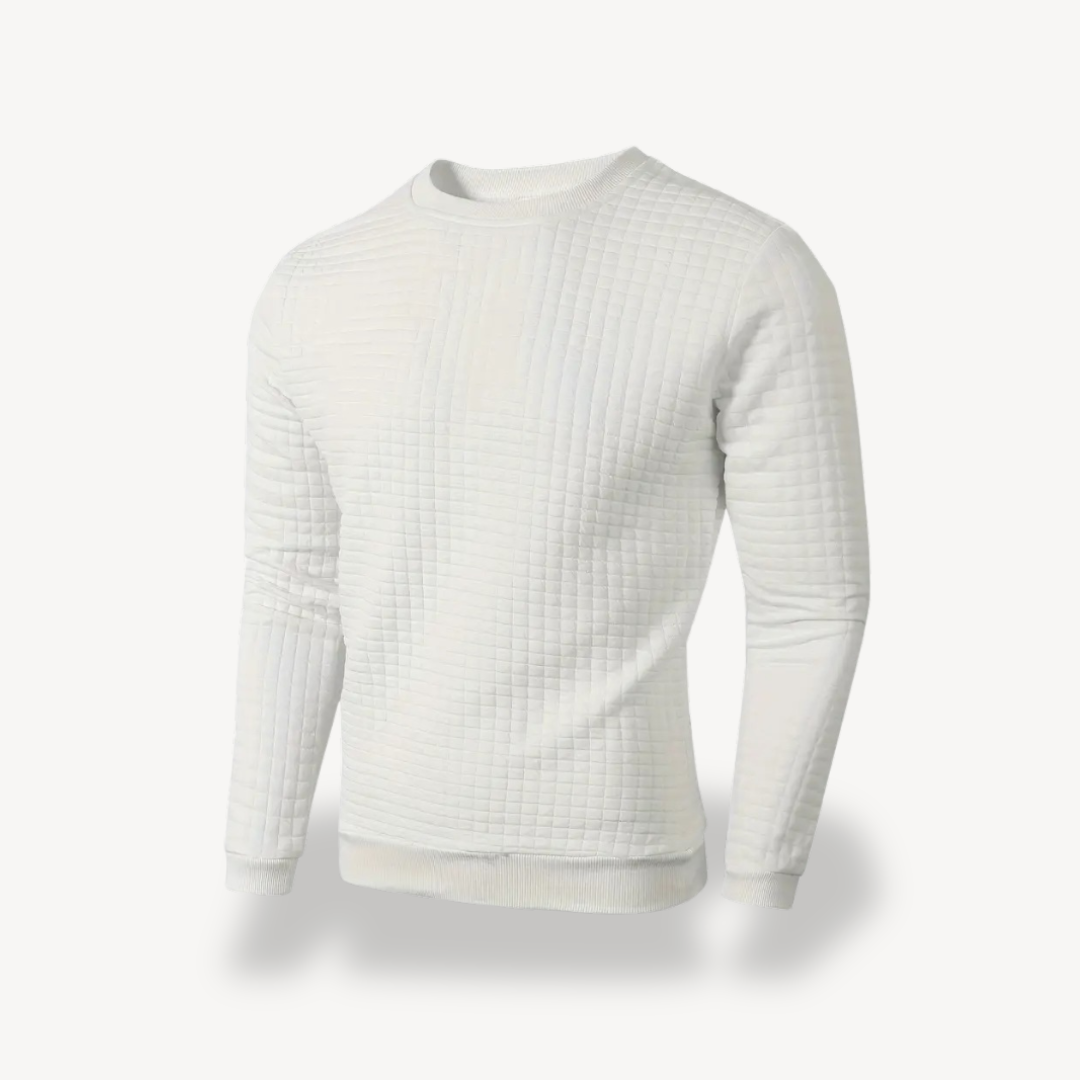 Warm Grid Pattern Crew Neck Sweater