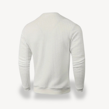 Warm Grid Pattern Crew Neck Sweater