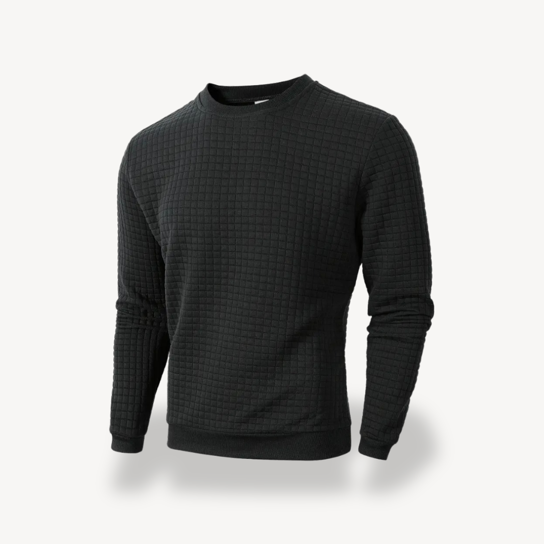 Warm Grid Pattern Crew Neck Sweater