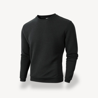 Warm Grid Pattern Crew Neck Sweater