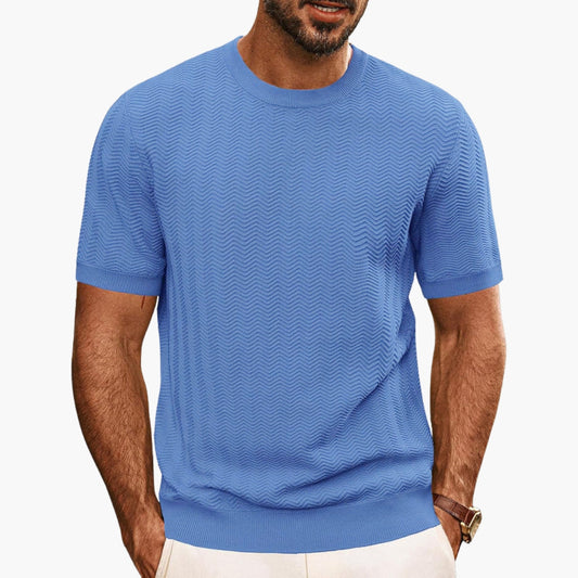 Men's Casual Textured Cotton Round Neck T-Shirt