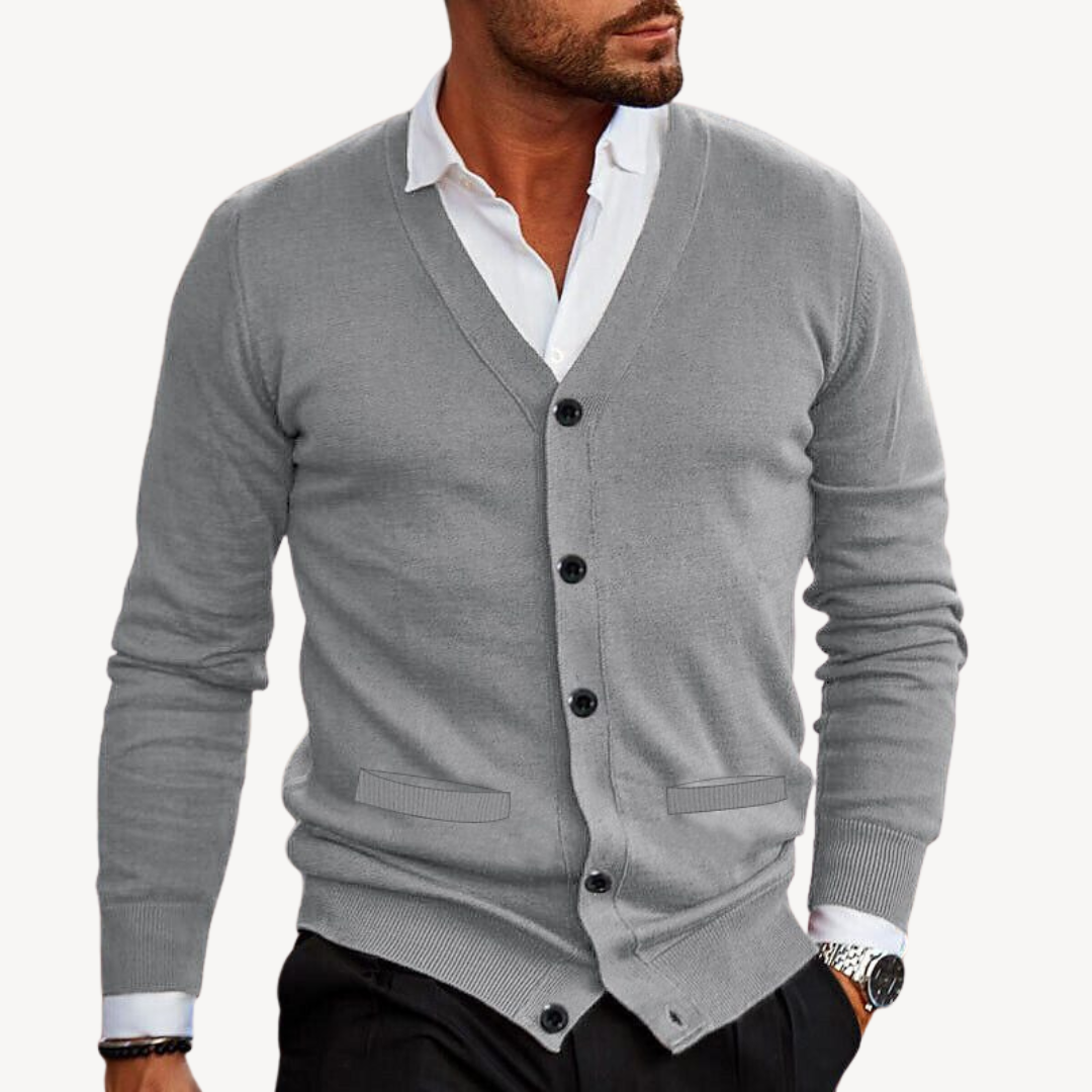 Men's Simple Crew Neck Cardigan