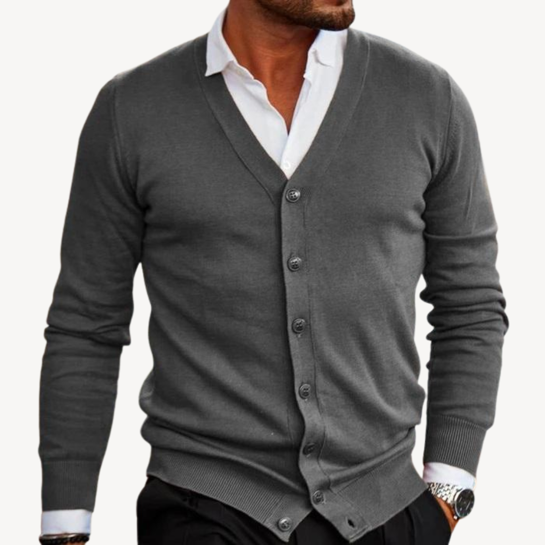 Men's Simple Crew Neck Cardigan