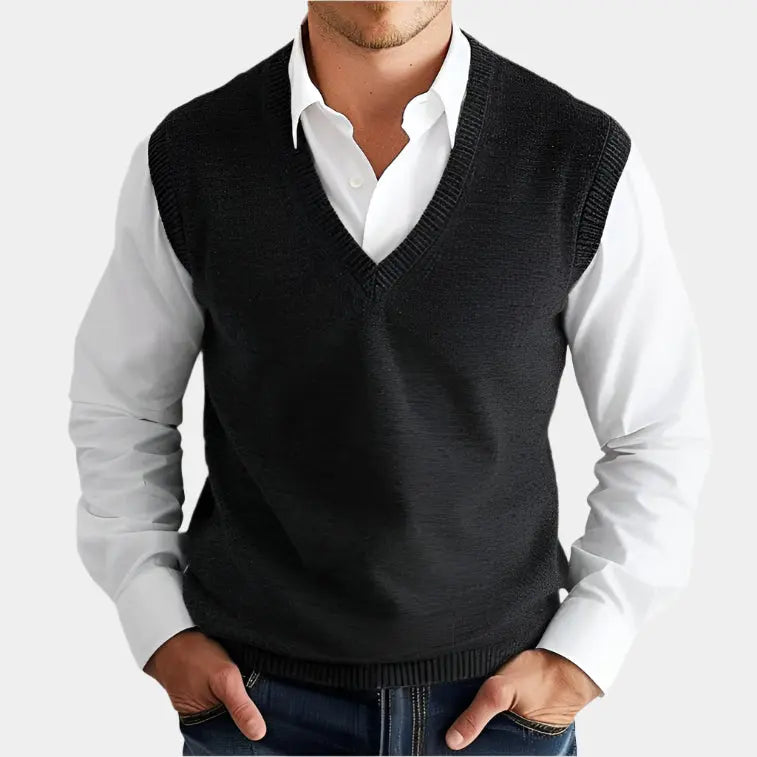 Ladies' Simple Crew Neck Sweater Vest - OutfitLondon