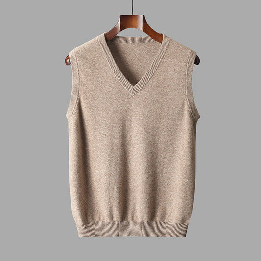 Men's Classic Wool V-Neck Layered Cardigan