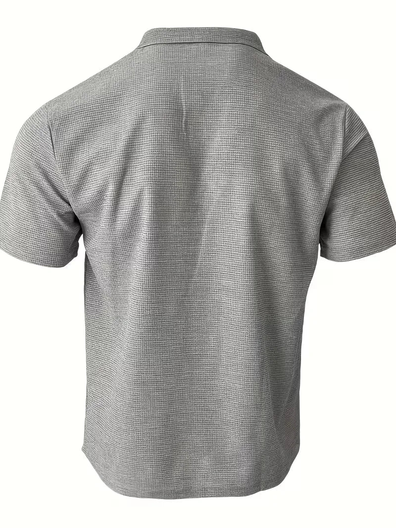 Men's Casual Cotton V-Neck Short Sleeve Polo Shirt
