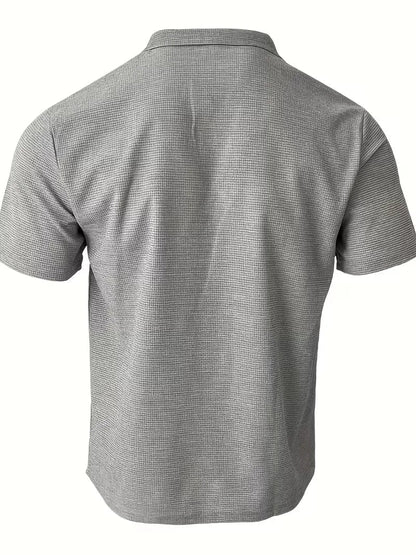 Men's Casual Cotton V-Neck Short Sleeve Polo Shirt