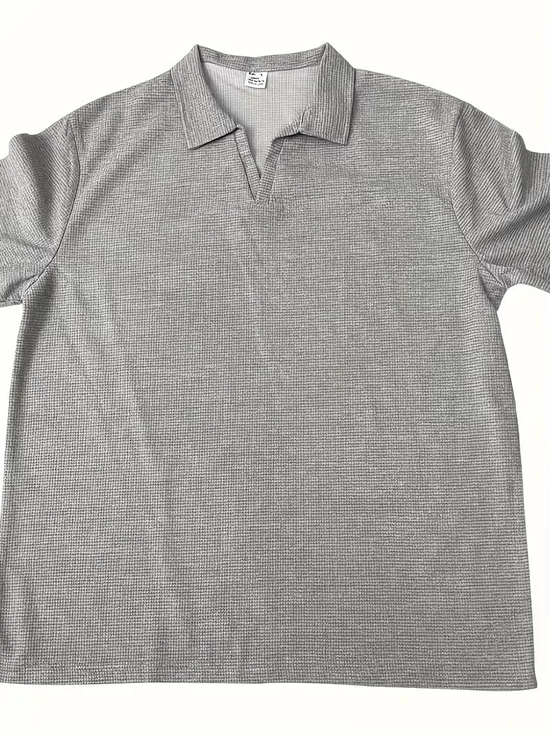 Men's Casual Cotton V-Neck Short Sleeve Polo Shirt