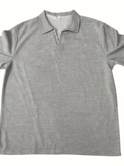 Men's Casual Cotton V-Neck Short Sleeve Polo Shirt