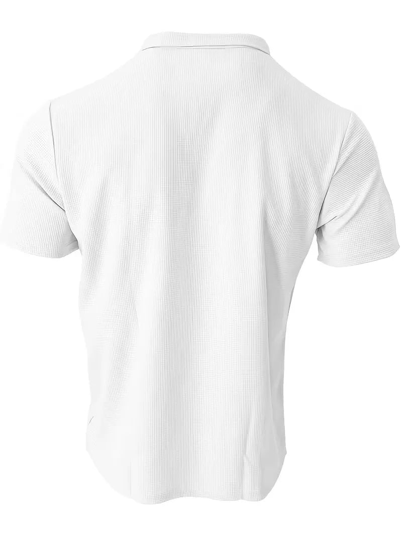 Men's Casual Cotton V-Neck Short Sleeve Polo Shirt