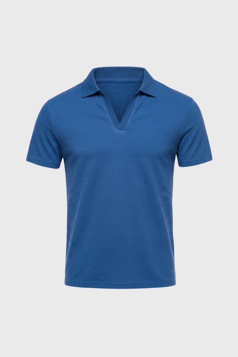 Men's Casual V-Neck Cotton Polo Shirt with Short Sleeves