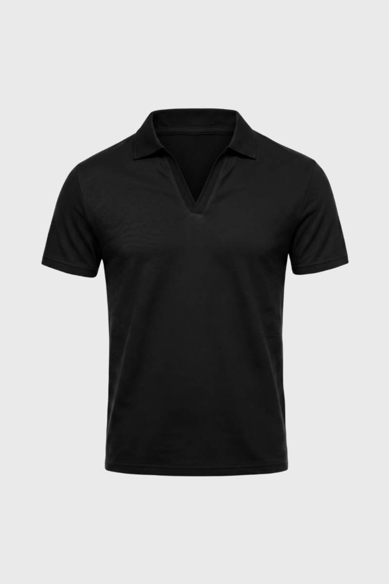 Men's Casual V-Neck Cotton Polo Shirt with Short Sleeves