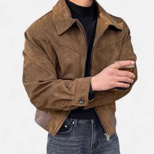Men's Short Zip Up Denim Jacket - OutfitLondon