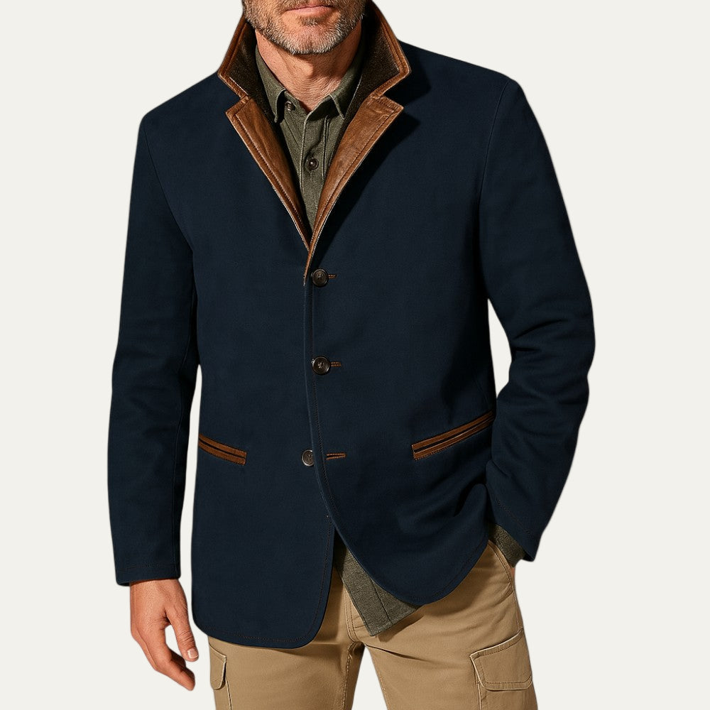 Relaxed Fit Men's Suede Trim Blazer