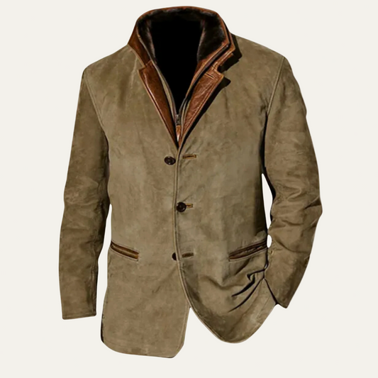 Luxury Leather Three Button Mens Coat - OutfitLondon