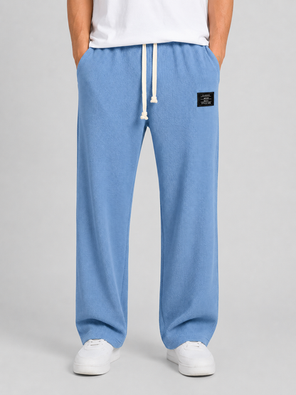 Men's Casual Waffle Knit Drawstring Lounge Trousers