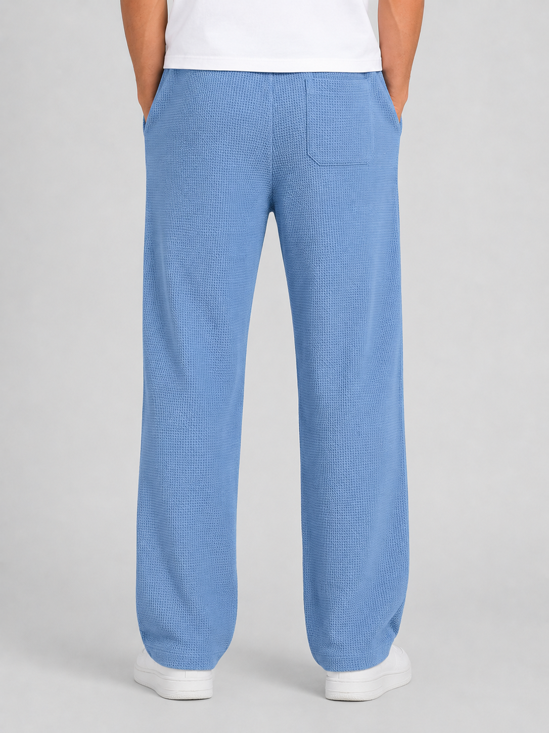 Men's Casual Waffle Knit Drawstring Lounge Trousers