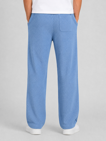 Men's Casual Waffle Knit Drawstring Lounge Trousers
