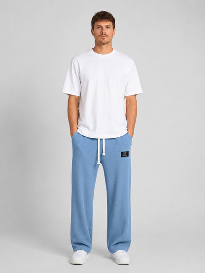 Men's Casual Waffle Knit Drawstring Lounge Trousers