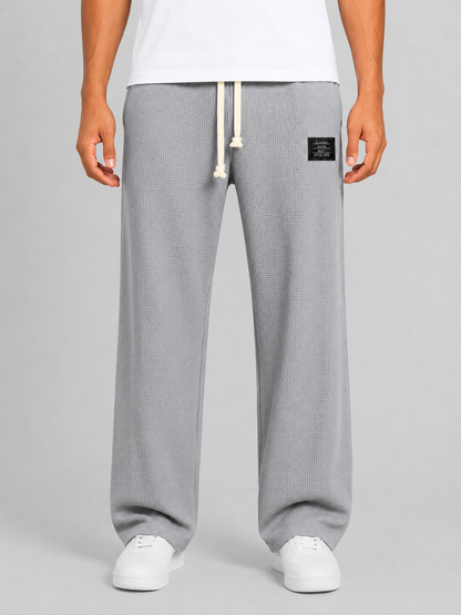 Men's Casual Waffle Knit Drawstring Lounge Trousers