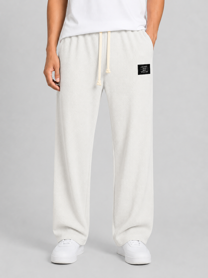 Men's Casual Waffle Knit Drawstring Lounge Trousers