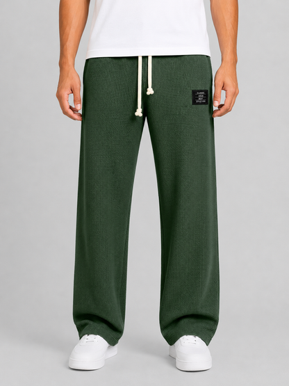 Men's Casual Waffle Knit Drawstring Lounge Trousers