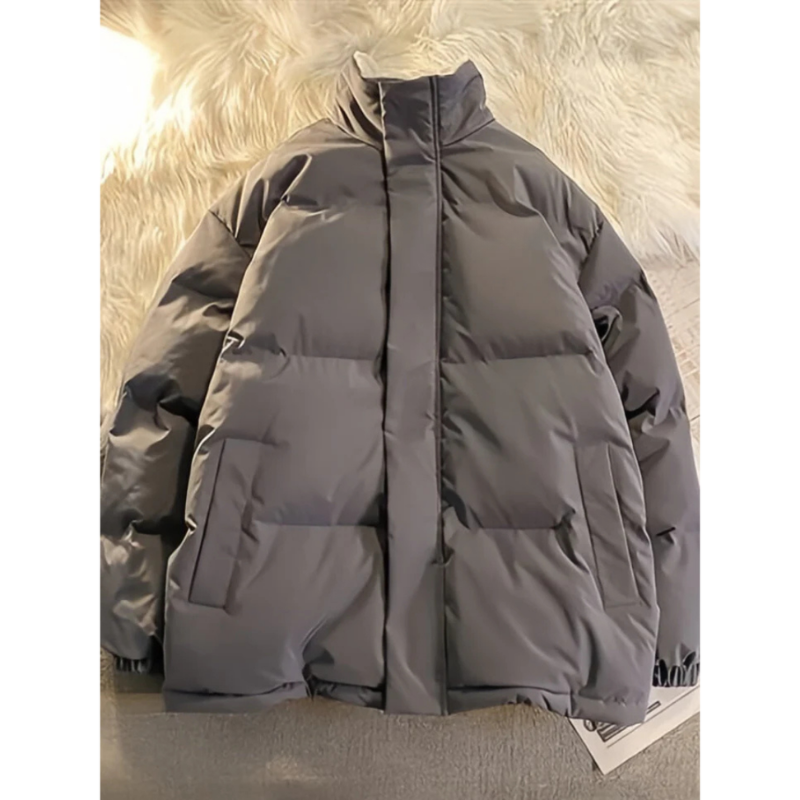 Insulated Mock Neck Puffer Coat for Men's Winter