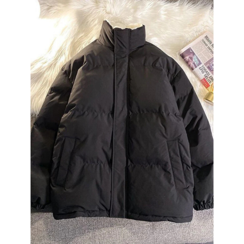 Insulated Mock Neck Puffer Coat for Men's Winter