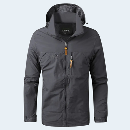Waterproof Men's Raincoat Lightweight Hooded Jacket