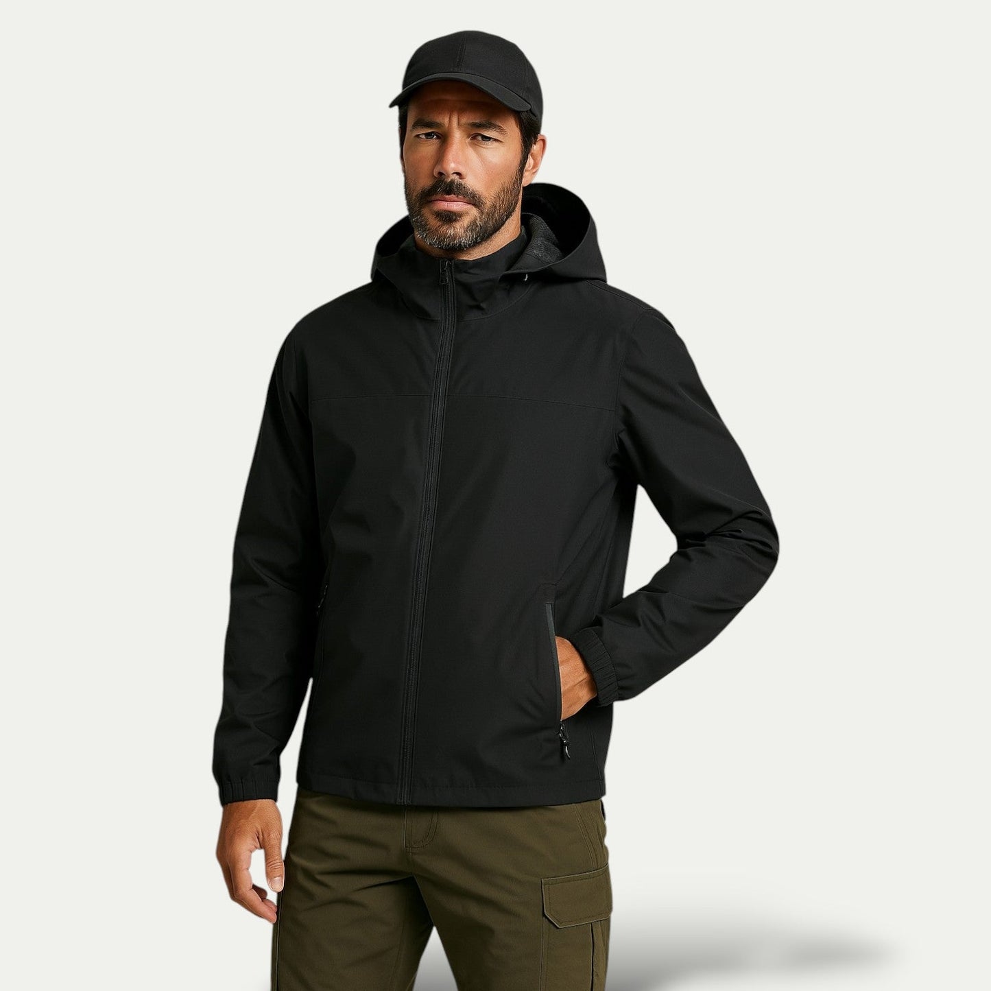 Slim Water Resistant Men's Hooded Jacket