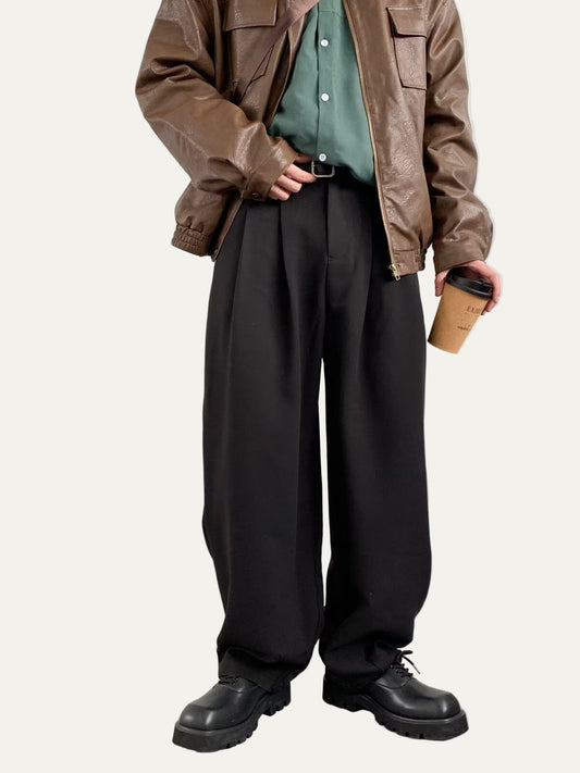 Relaxed Fit Pleated Mens Pants - OutfitLondon