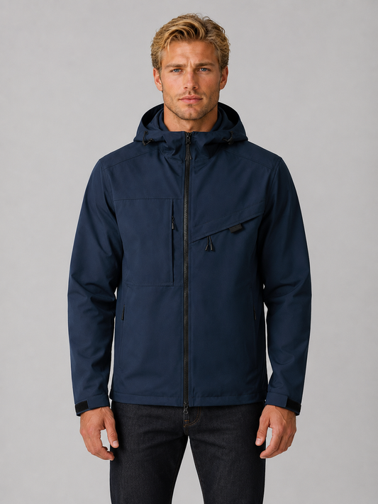 Men's Casual Wind-Resistant Hooded Windbreaker Jacket