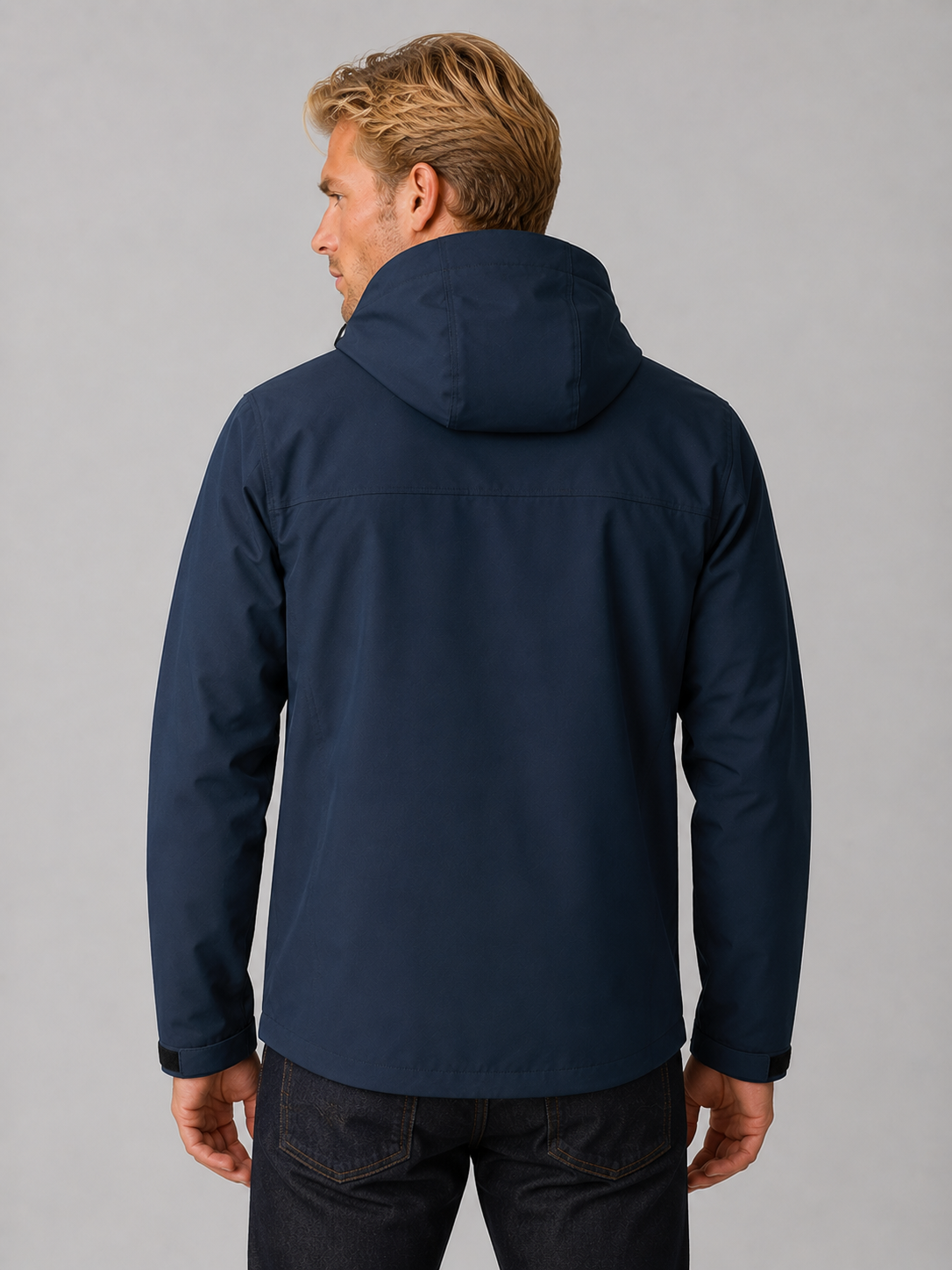 Men's Casual Wind-Resistant Hooded Windbreaker Jacket