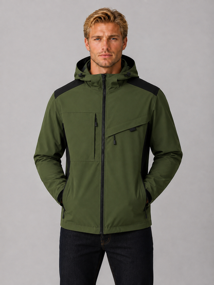 Men's Casual Wind-Resistant Hooded Windbreaker Jacket