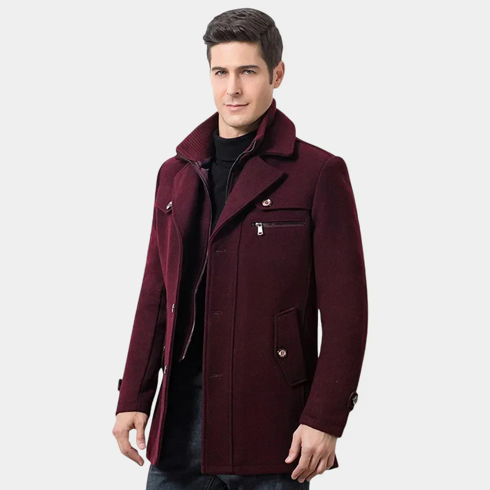 Classic Mens Winter Overcoat with Buttons