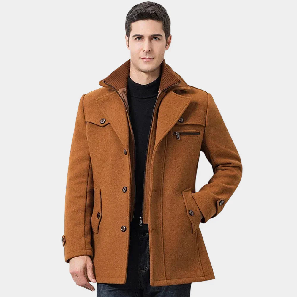 Classic Mens Winter Overcoat with Buttons