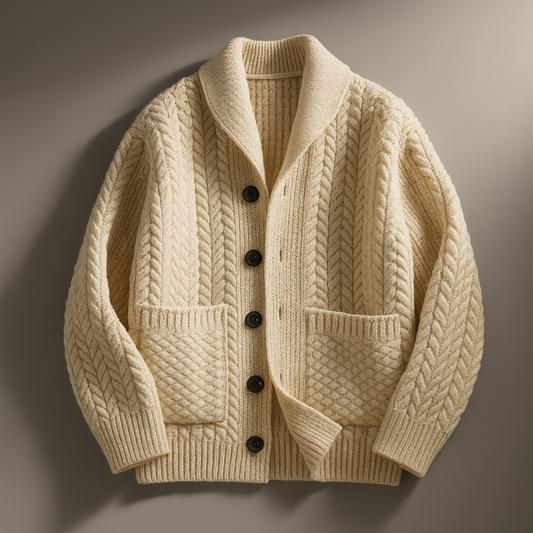 Classic Crew Neck Knit Cardigan Sweater - OutfitLondon