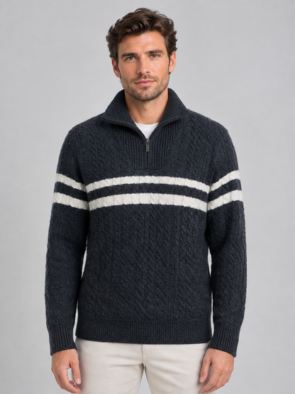 Men's Classic Wool Cable Knit Half-Zip Jumper