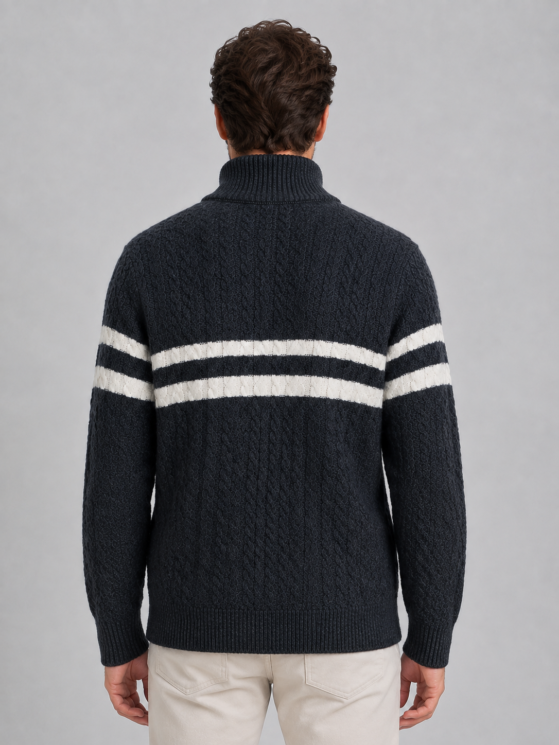 Men's Classic Wool Cable Knit Half-Zip Jumper